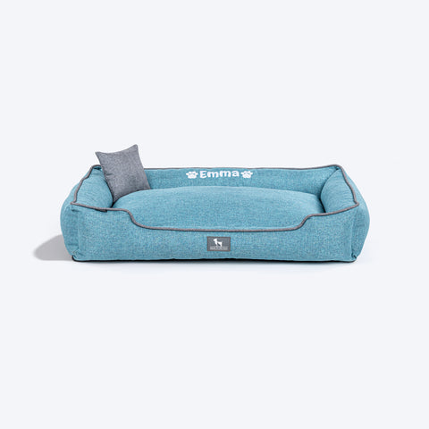HUFT Personalised Nap Now Lounger Bed For Dog - Aqua Blue - Heads Up For Tails