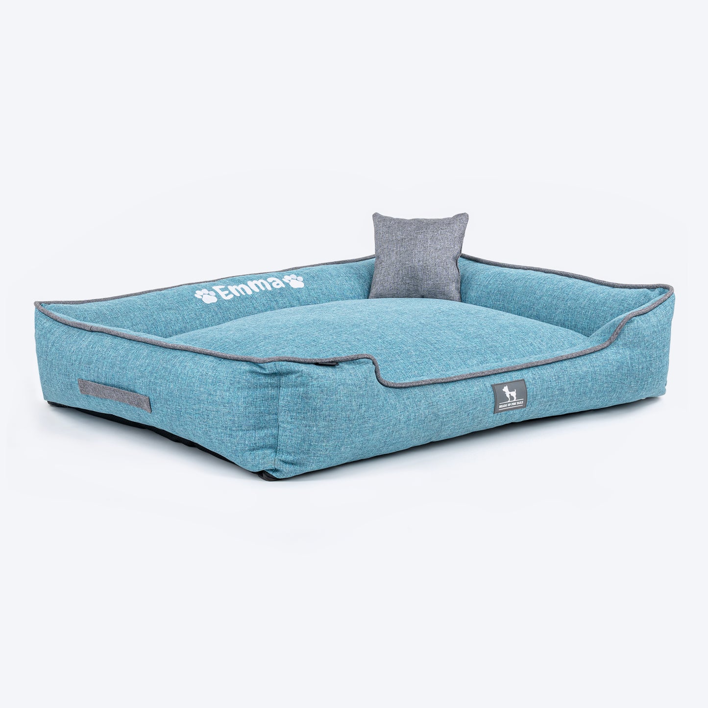 HUFT Personalised Nap Now Lounger Bed For Dog - Aqua Blue - Heads Up For Tails