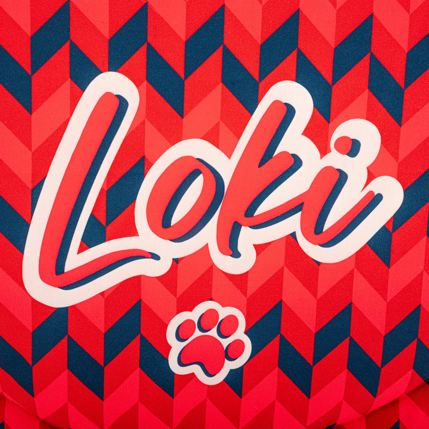 HUFT Personalised Geometric Groove  Circular Mat For Dog & Cat - Red - Heads Up For Tails