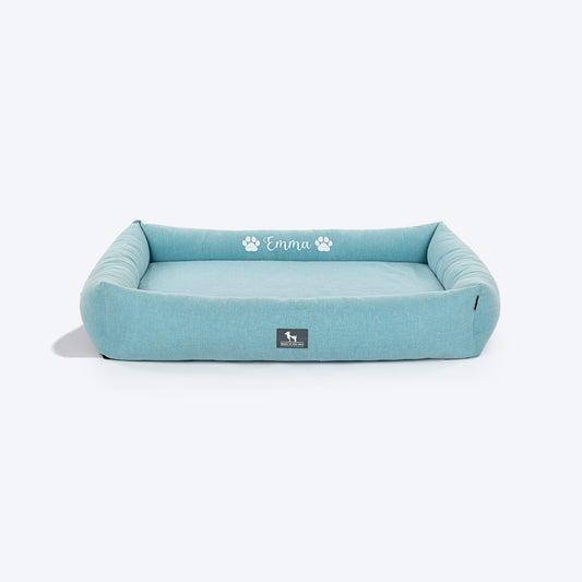 HUFT Personalised Nap Haven Orthopaedic Lounger Bed For Dog - Light Blue - Heads Up For Tails