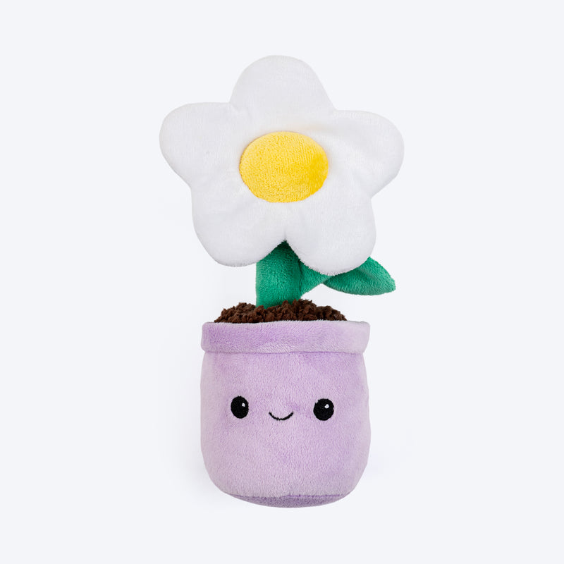HUFT Dreamy Daisy Squeaky Plush Toy For Dog - Purple & White - Heads Up For Tails