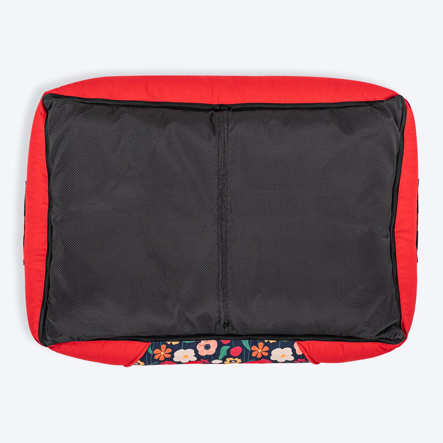 HUFT Personalised Floral Fusion Lounger Bed For Dog - Red - Heads Up For Tails