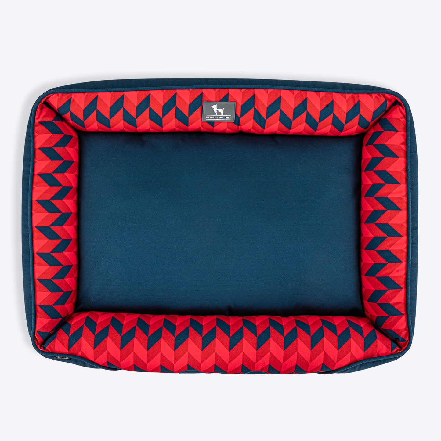 HUFT Personalised Geometric Groove Lounger Bed For Dog - Navy Blue - Heads Up For Tails