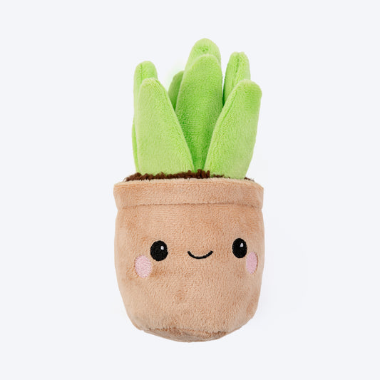 HUFT Evergreen Plant Squeaky Plush Toy For Dog - Brown & Green