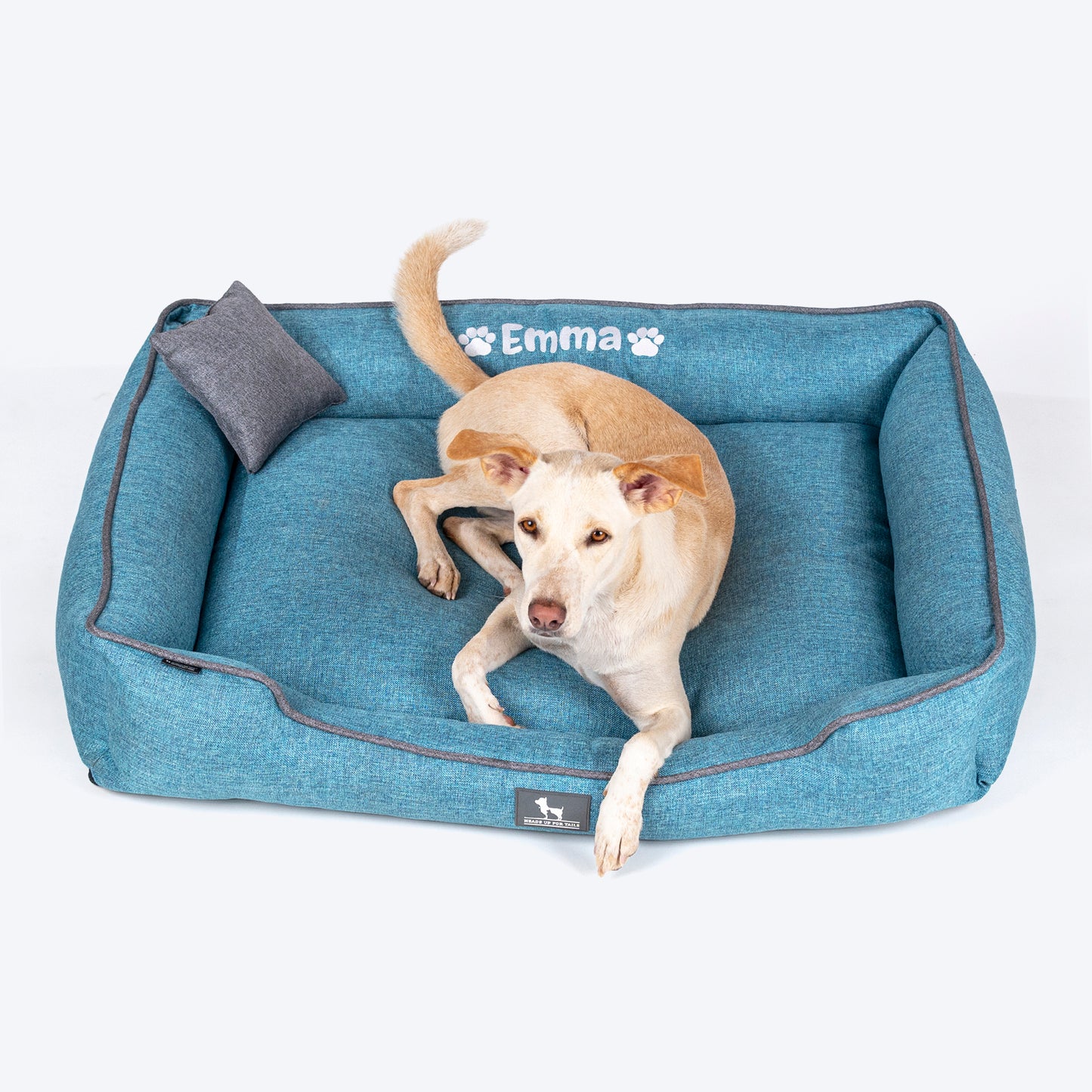 HUFT Personalised Nap Now Lounger Bed For Dog - Aqua Blue - Heads Up For Tails