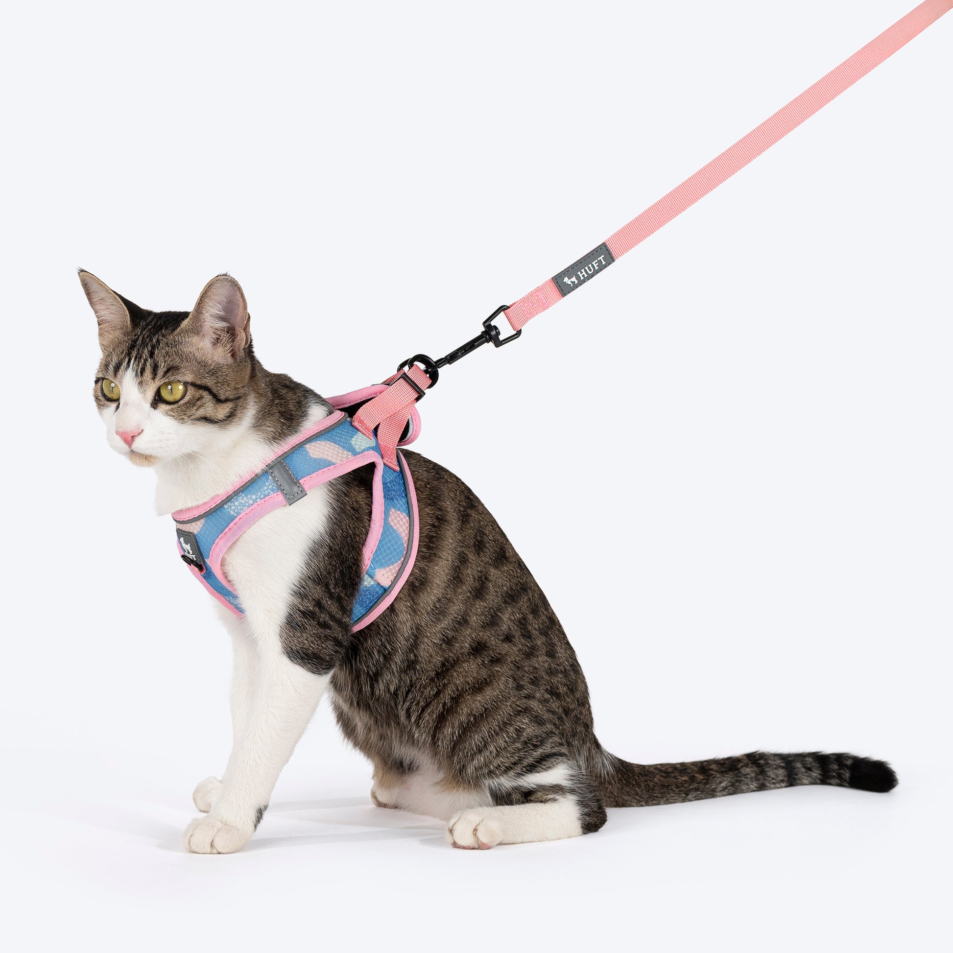 HUFT Easy Breezy Step-In Harness & Leash Set For Cat - Crescent Blue - Heads Up For Tails