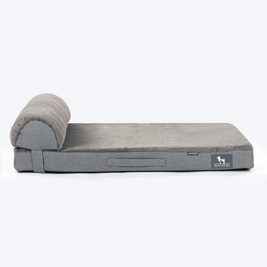 HUFT Made To Order Furry Orthopaedic Dog Bed - Dark Grey - Heads Up For Tails