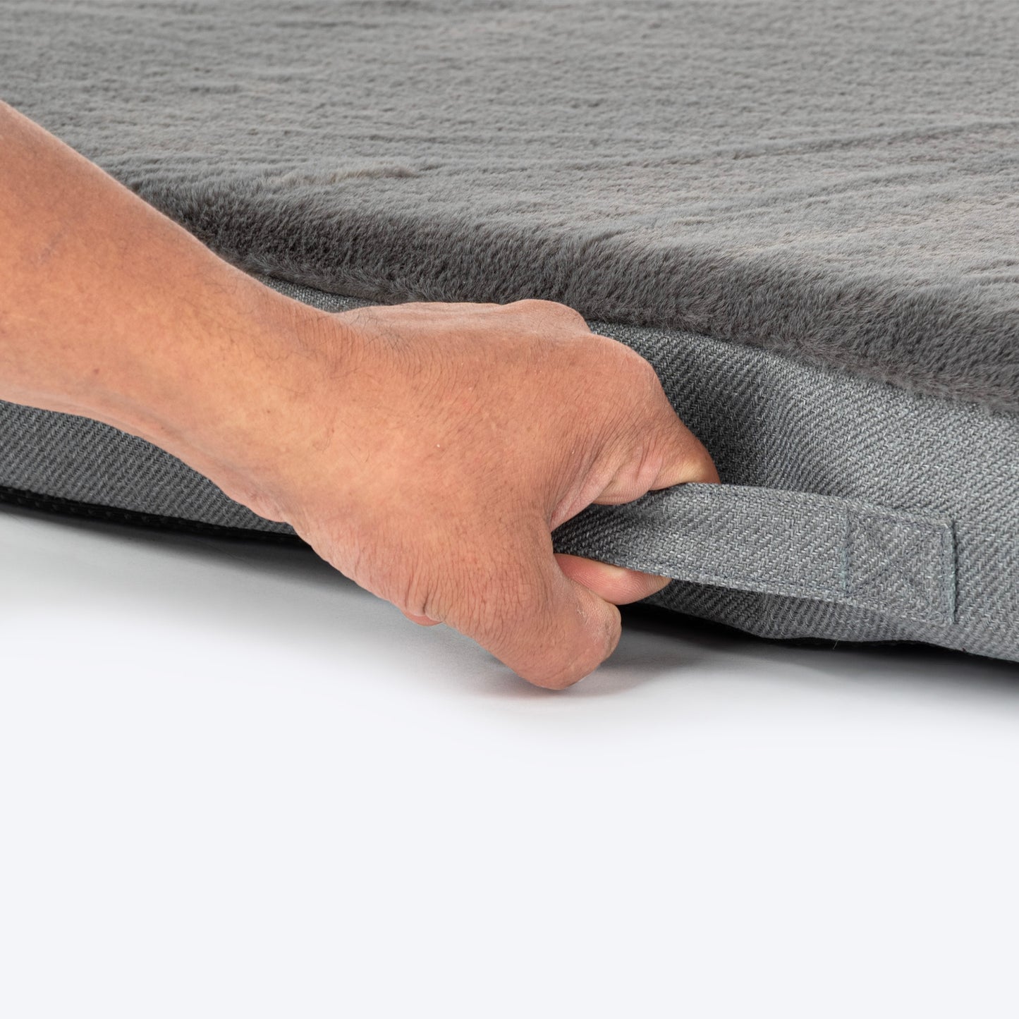 HUFT Made To Order Furry Orthopaedic Dog Bed - Dark Grey