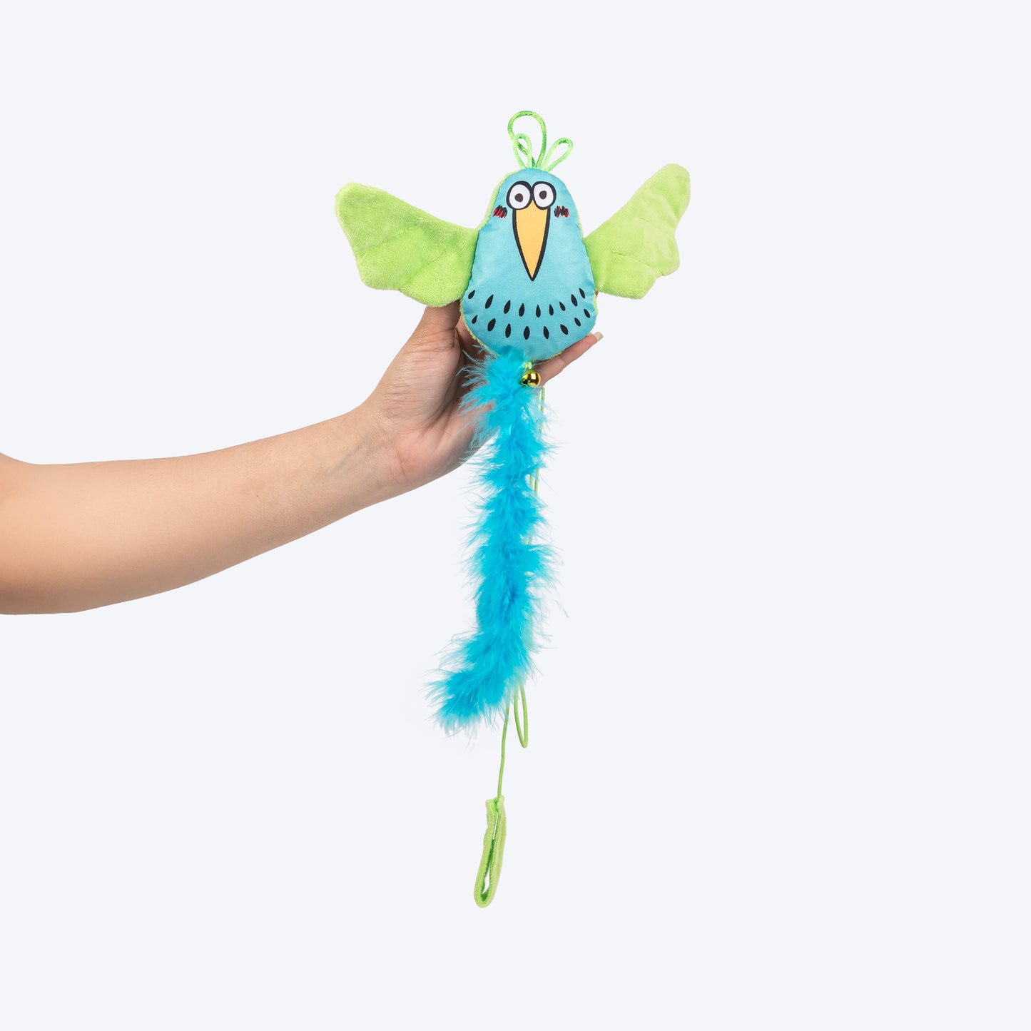 HUFT Flying Birdy Teaser Toy With Catnip For Cat - Blue & Green - Heads Up For Tails