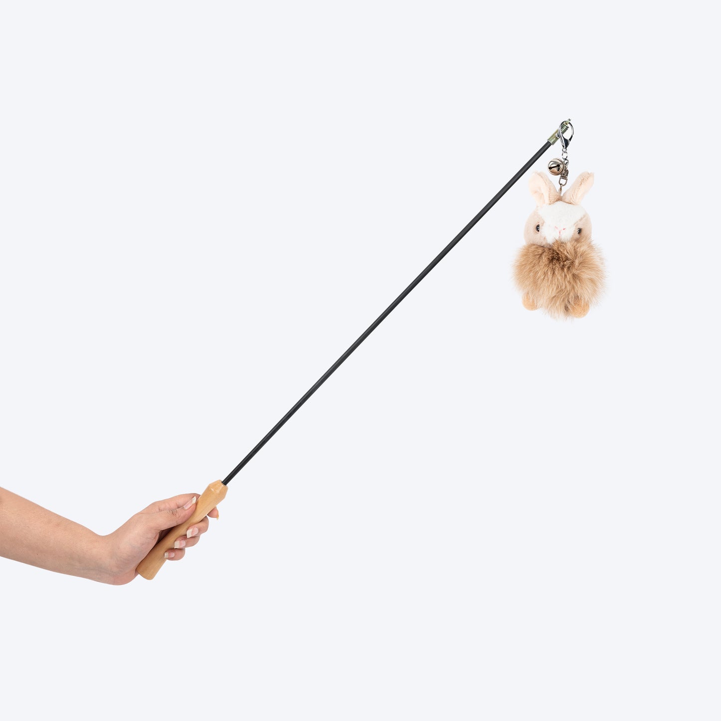 HUFT Furry Bunny Wand Toy For Cat - Beige - Heads Up For Tails