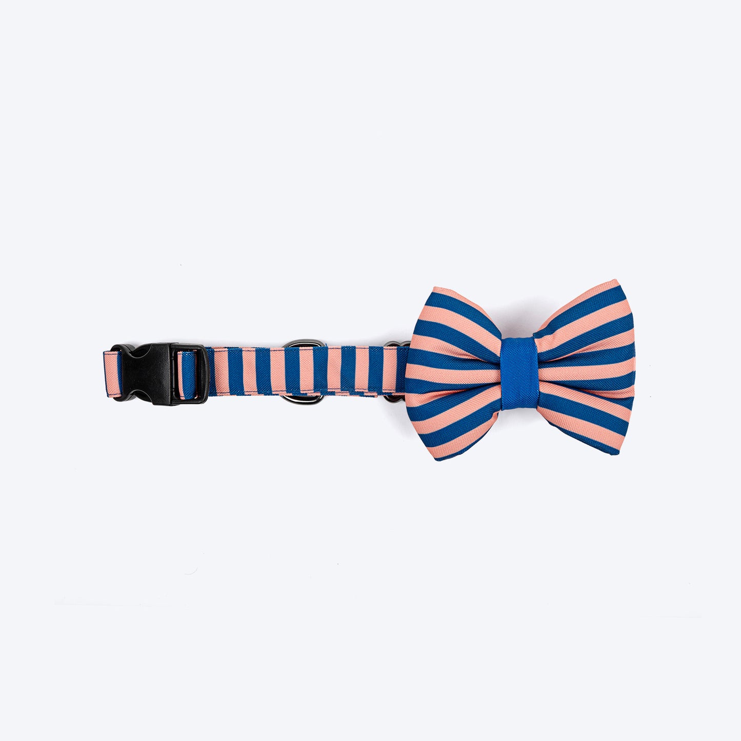 HUFT Happy Stripes Bow Tie With Collar For Dog - Blue & Peach - Heads Up For Tails
