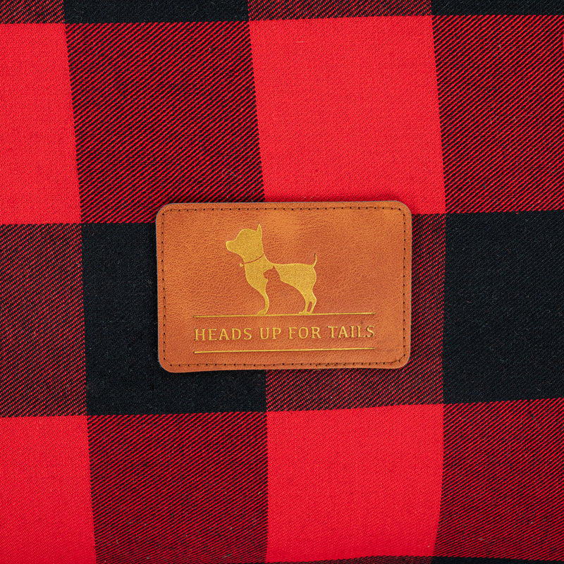 HUFT Personalised Checkered Cuddle Mat For Dog & Cat - Red & Black - Heads Up For Tails