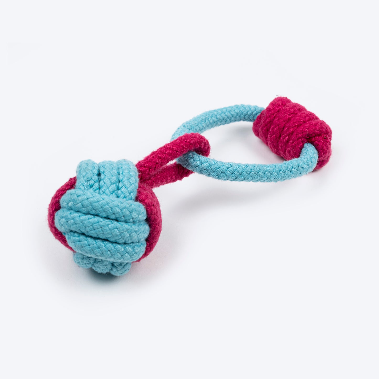 Dash Dog Tugger Ball Rope Toy For Dog - Light Blue & Pink - Heads Up For Tails