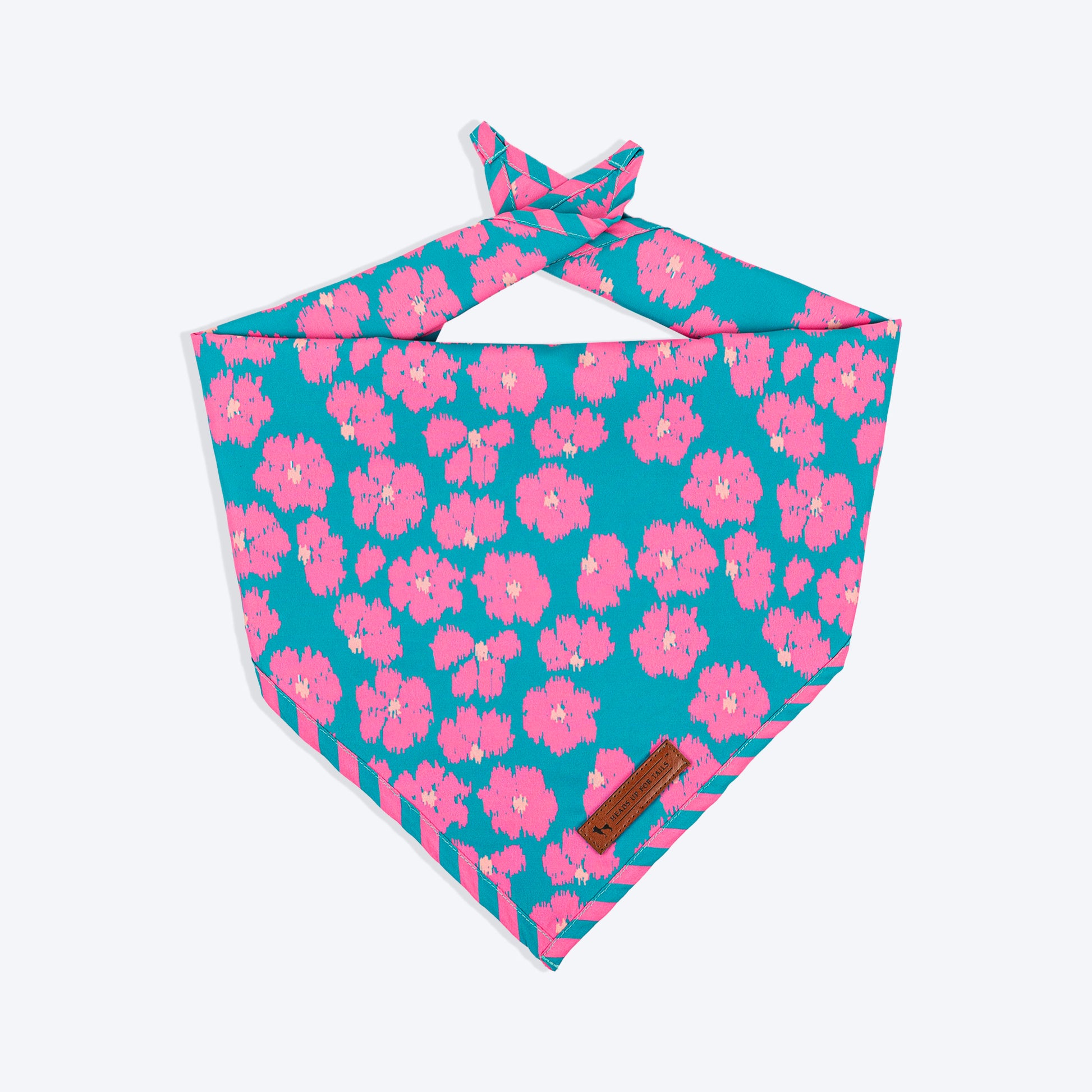 HUFT Pawsome Blossom Knot Bandana For Dog - Green & Pink - Heads Up For Tails
