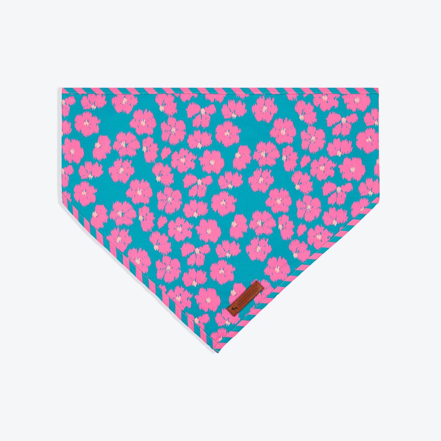 HUFT Pawsome Blossom Knot Bandana For Dog - Green & Pink - Heads Up For Tails