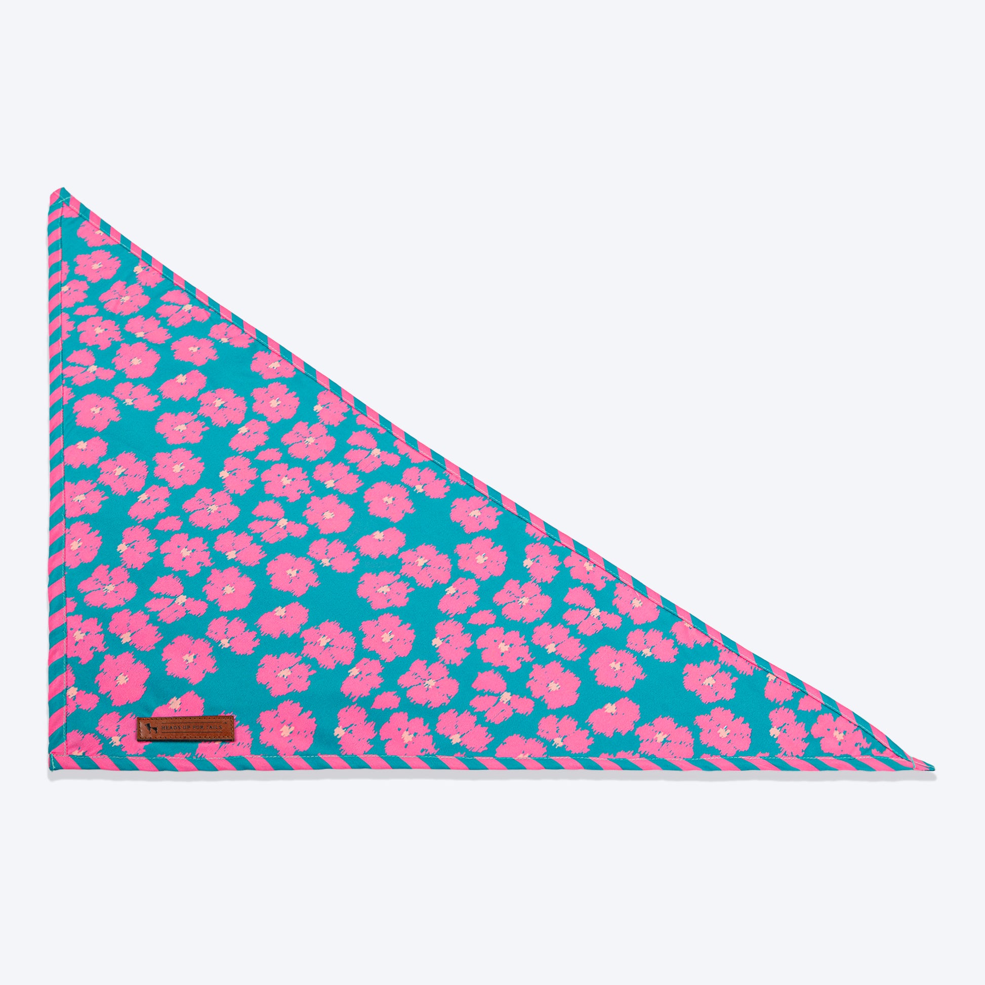 HUFT Pawsome Blossom Knot Bandana For Dog - Green & Pink - Heads Up For Tails