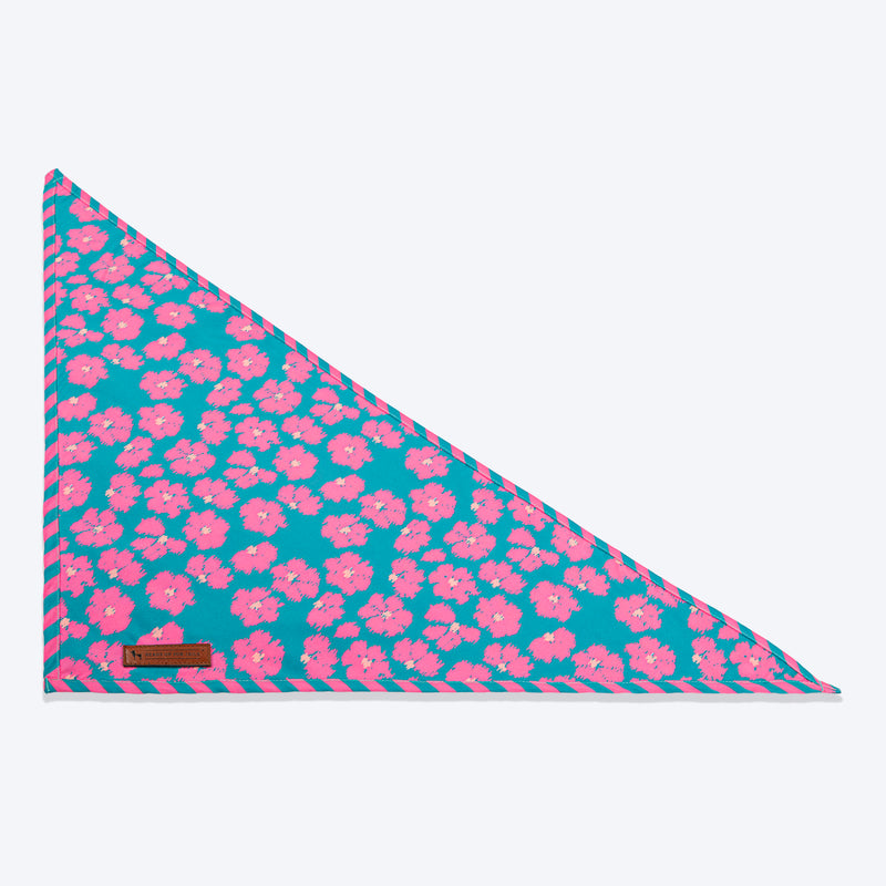 HUFT Pawsome Blossom Knot Bandana For Dog - Green & Pink - Heads Up For Tails