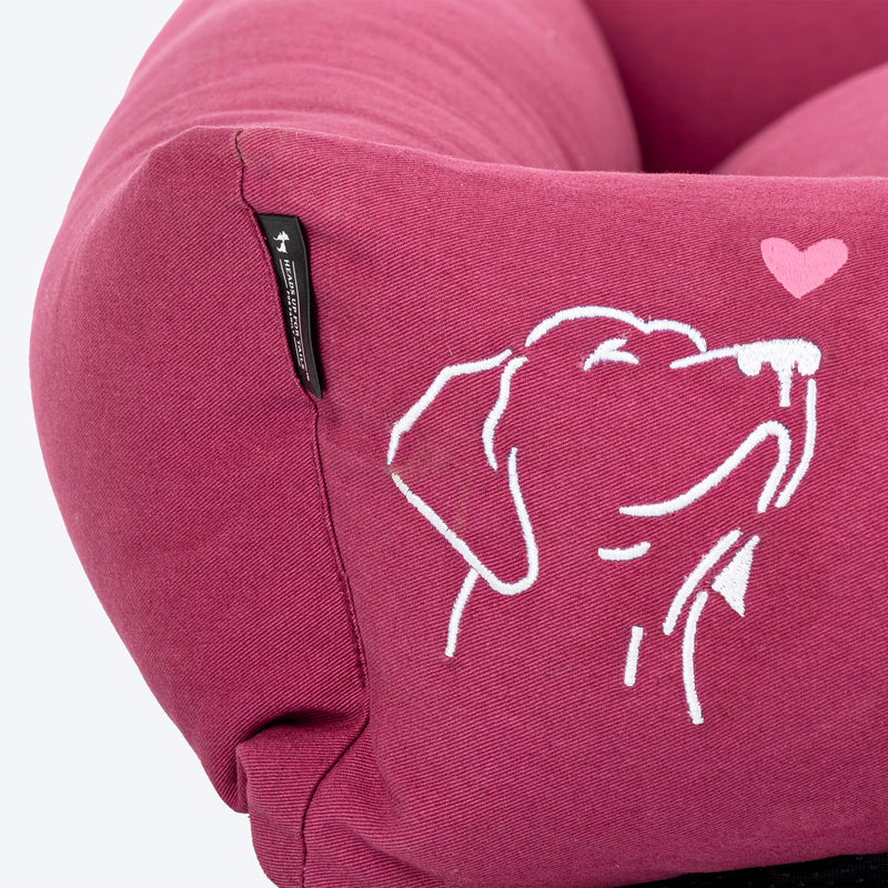 HUFT Personalised Sniff The Love Lounger Bed For Dog - Dark Magenta - Heads Up For Tails