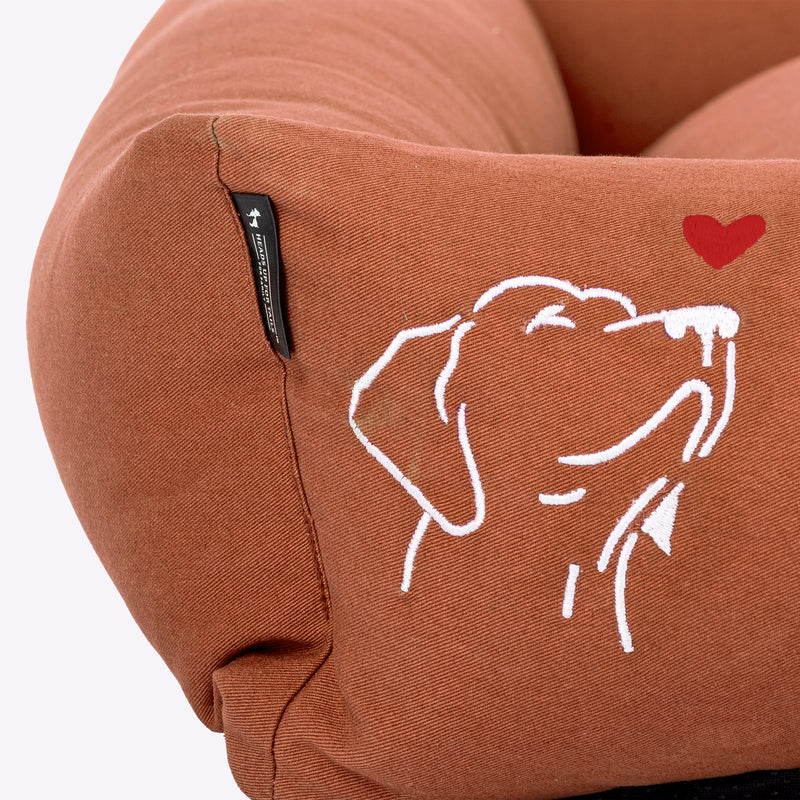 HUFT Personalised Sniff The Love Lounger Bed For Dog - Brown - Heads Up For Tails