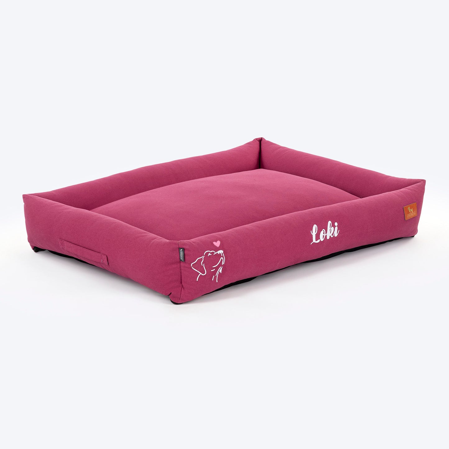 HUFT Personalised Sniff The Love Lounger Bed For Dog - Dark Magenta