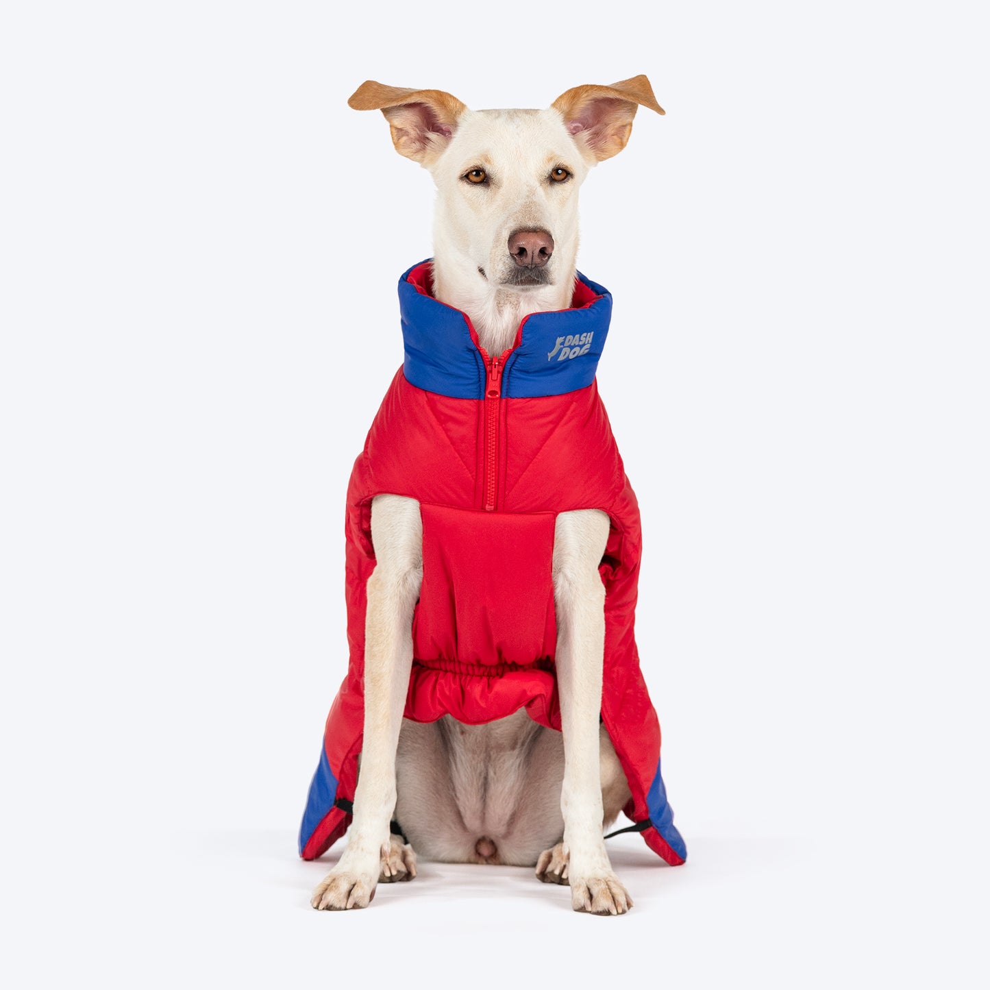 Dash Dog Outbounders Puffer Jacket For Dog - Red & Blue - Heads Up For Tails