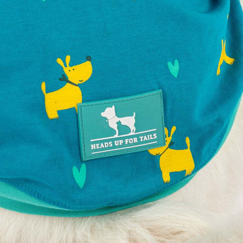 HUFT Snuggle Squad Printed T-Shirt For Dog - Teal - Heads Up For Tails