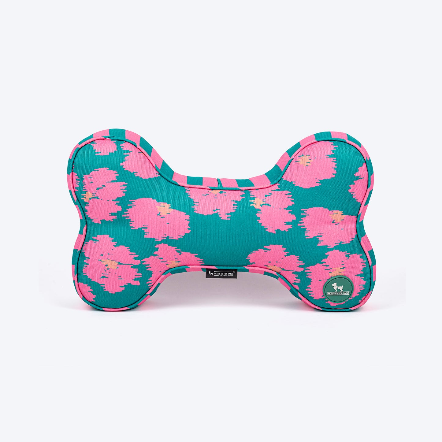 HUFT Pawsome Blossom Bone Cushion For Dog - Green & Pink - Heads Up For Tails
