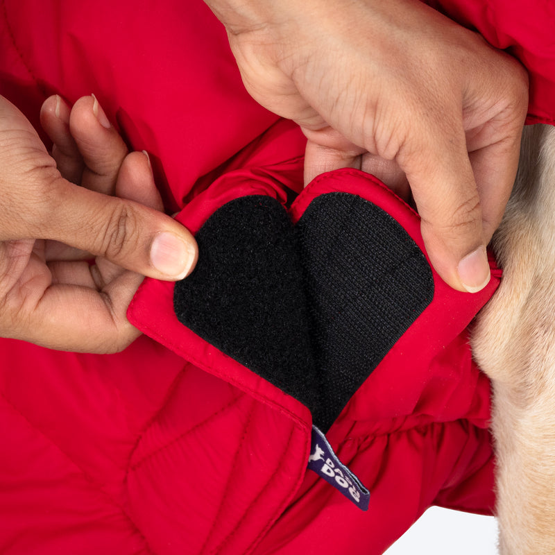 Dash Dog Outbounders Puffer Jacket For Dog - Red & Blue - Heads Up For Tails