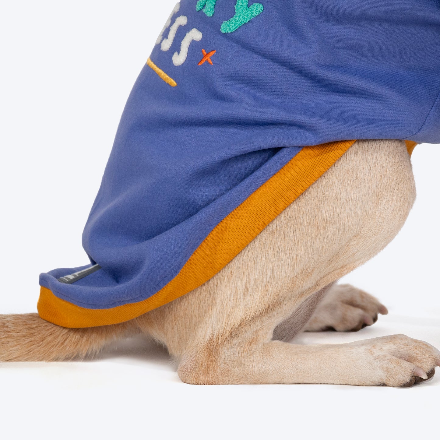HUFT Wag More Worry Less Colour Block Hoodie Pet Sweatshirt - Blue - Heads Up For Tails