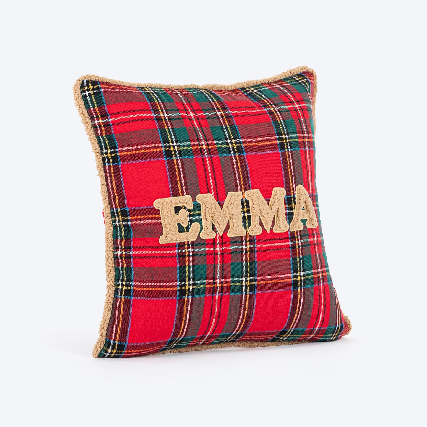 HUFT Personalised Tartan Snuggle Cushion Cover For Dog & Cat - Red & Green