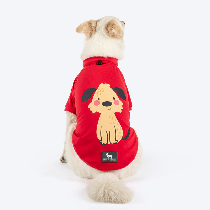 HUFT Pretty Pupper Printed T-Shirt For Dog - Red - Heads Up For Tails