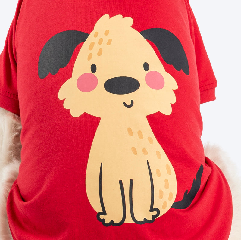 HUFT Pretty Pupper Printed T-Shirt For Dog - Red - Heads Up For Tails