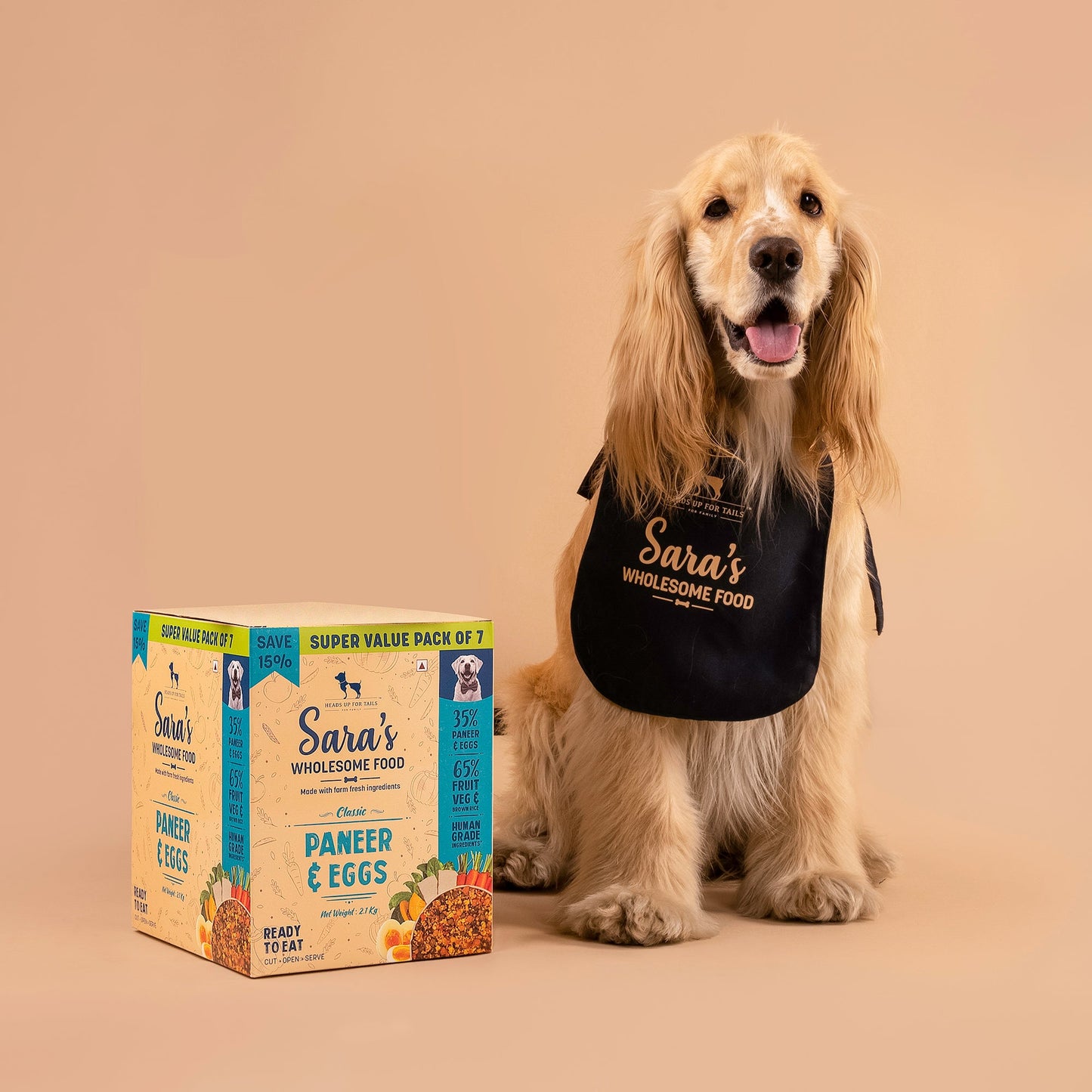 HUFT Sara's Wholesome Food - Classic Paneer And Eggs Dog Food (300gm Packs) - Heads Up For Tails