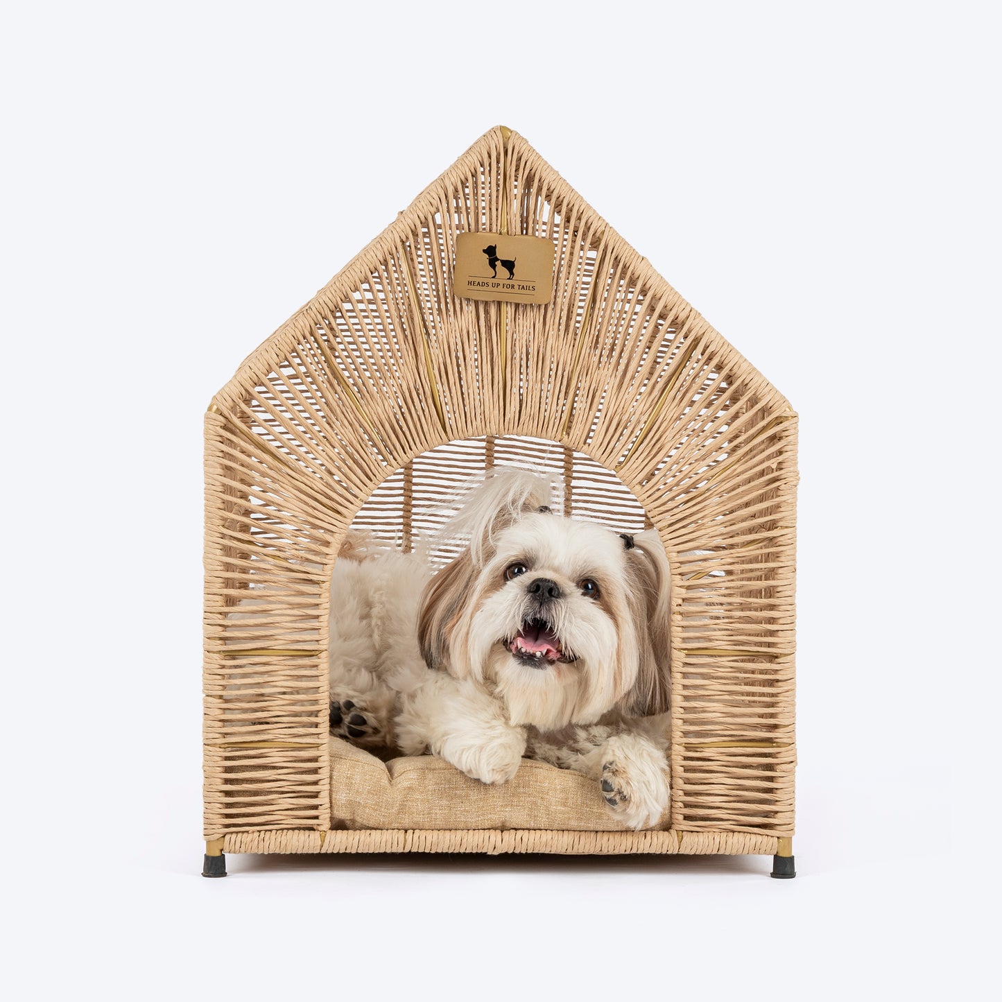 HUFT Furry Fort Hut With Cushion For Cat - Beige