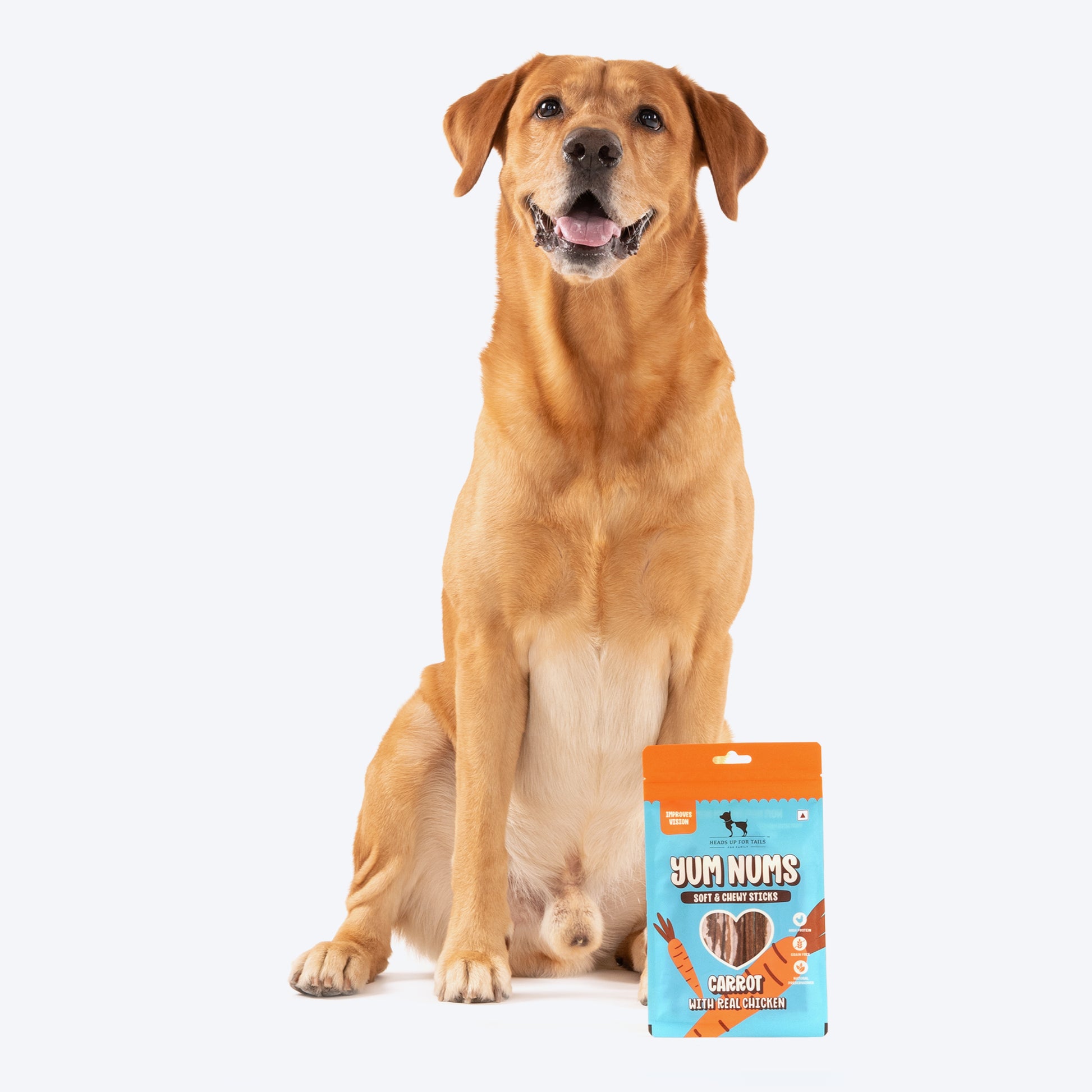 HUFT Yum Nums Soft & Chewy Sticks Carrot With Real Chicken Treat For Dogs - 75 g - Heads Up For Tails