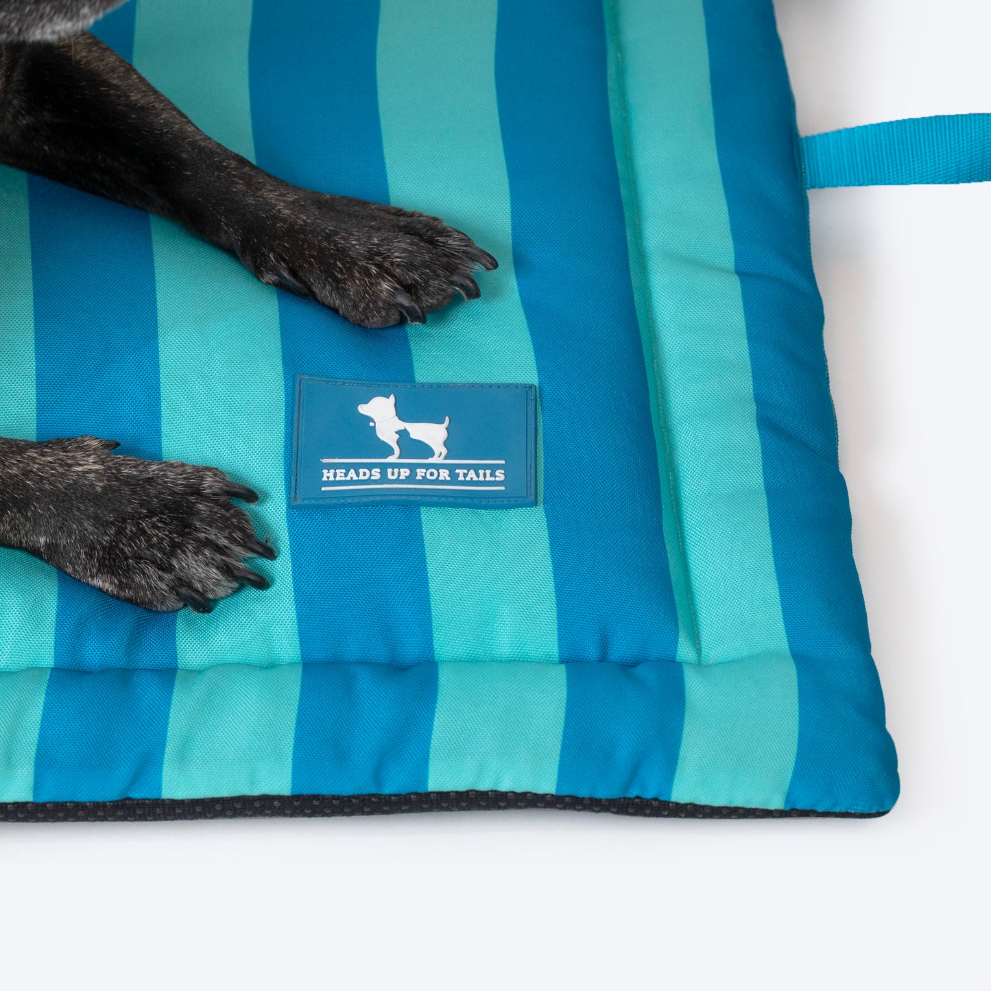 HUFT Happy Stripes Mat For Dog - Blue & Turquoise - Heads Up For Tails