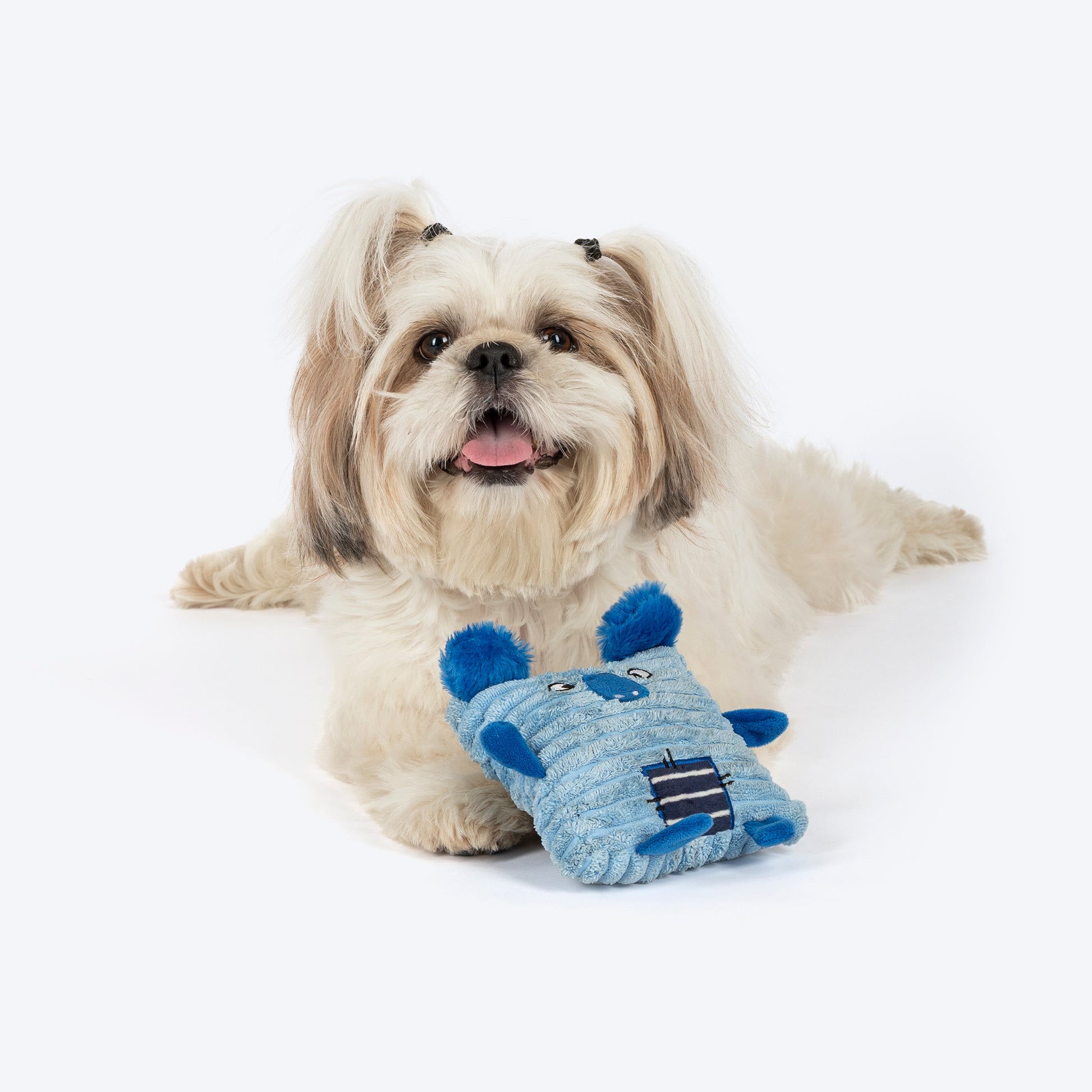TLC Cubbie Squeaky Plush Toy For Puppies & Small Dogs - Blue - Heads Up For Tails