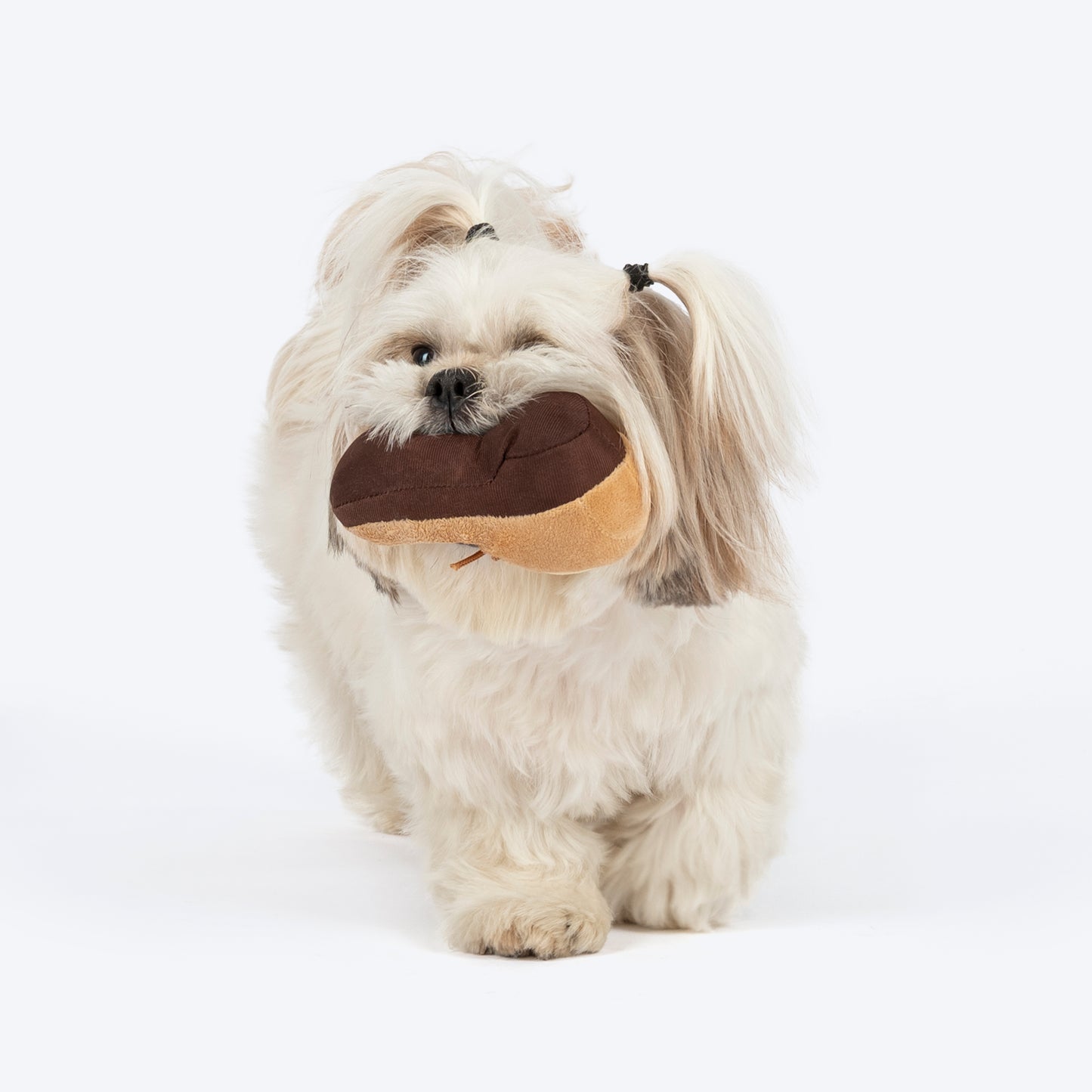 TLC Cuddle Shoe Squeaky Plush Toy For Puppies & Small Dogs - Brown - Heads Up For Tails