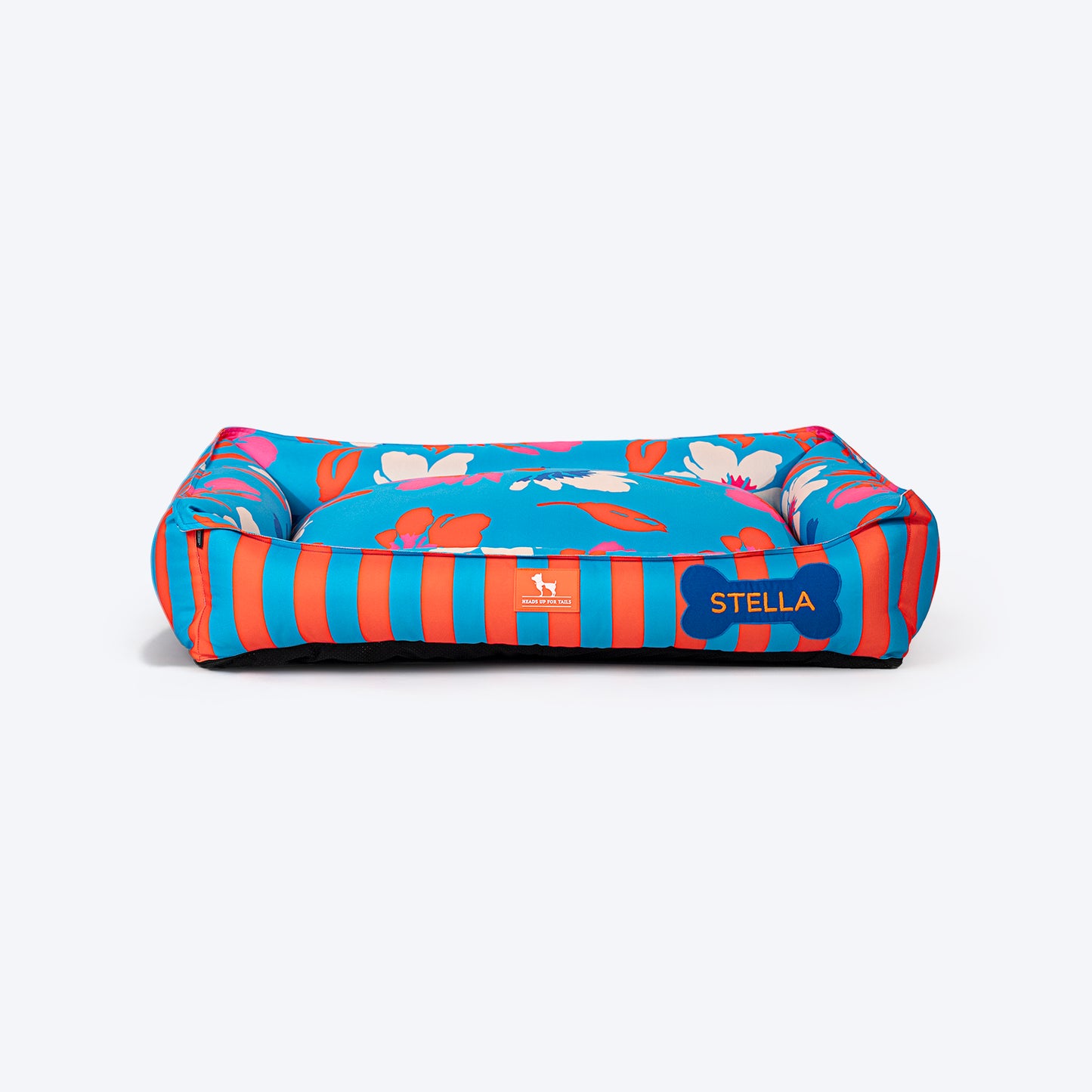 HUFT Personalised Summer Bloom Lounger Bed For Dog - Blue - Heads Up For Tails