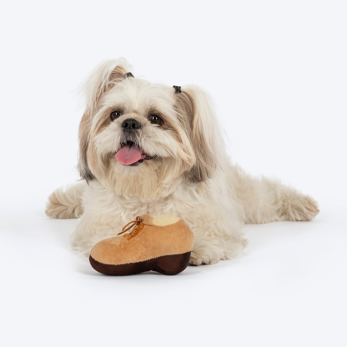 TLC Cuddle Shoe Squeaky Plush Toy For Puppies & Small Dogs - Brown - Heads Up For Tails