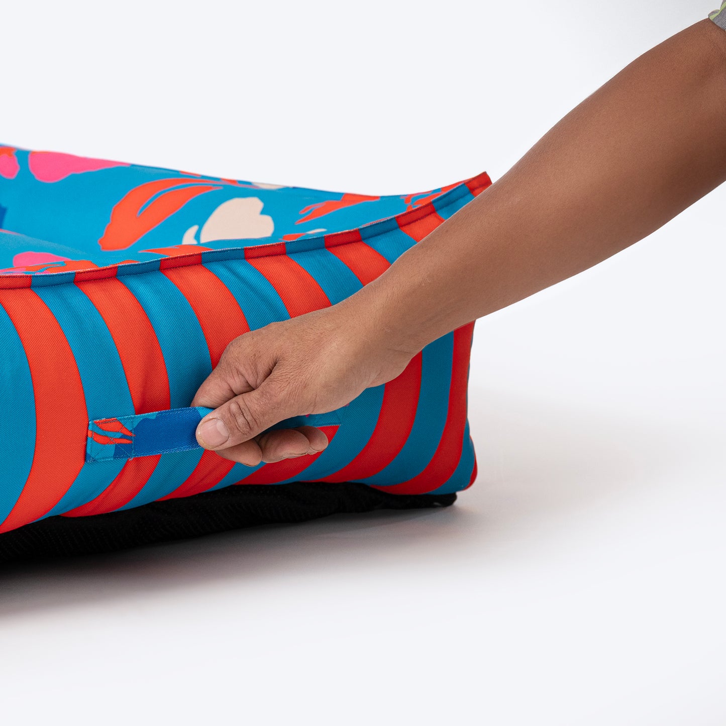 HUFT Personalised Summer Bloom Lounger Bed For Dog - Blue - Heads Up For Tails