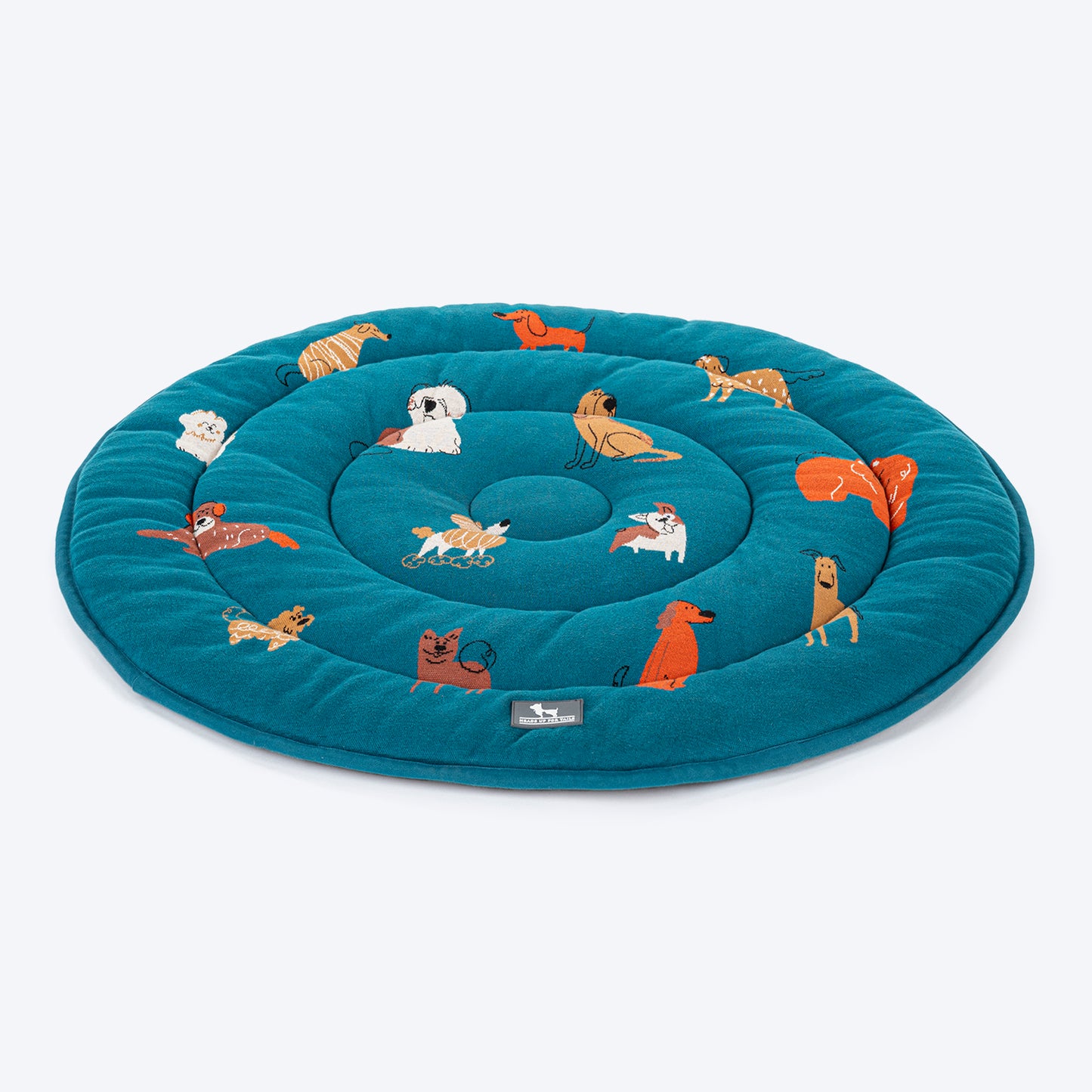 HUFT Doggie Doodles Circular Mat For Dog & Cat - Petrol Blue - Heads Up For Tails