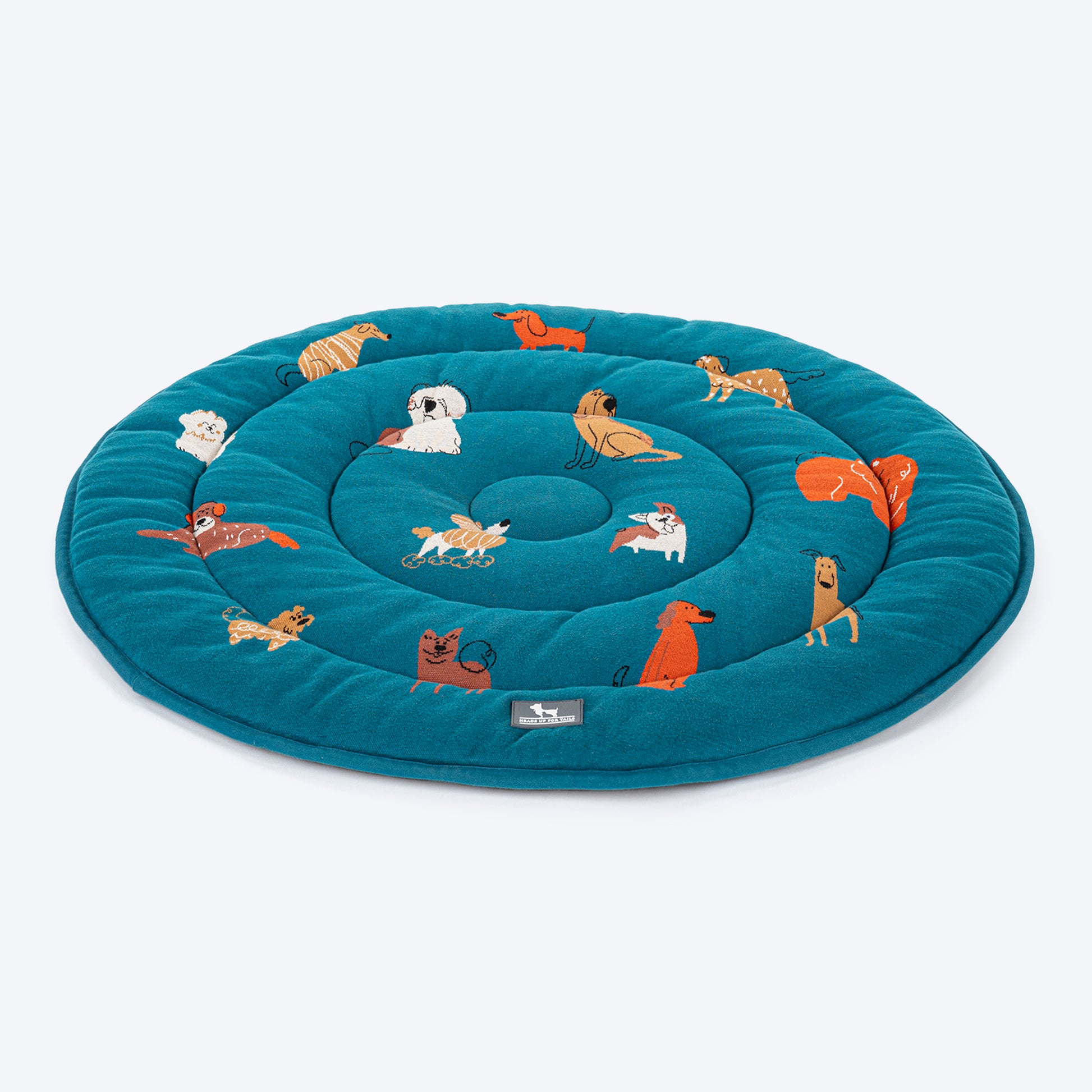 HUFT Doggie Doodles Circular Mat For Dog & Cat - Petrol Blue - Heads Up For Tails