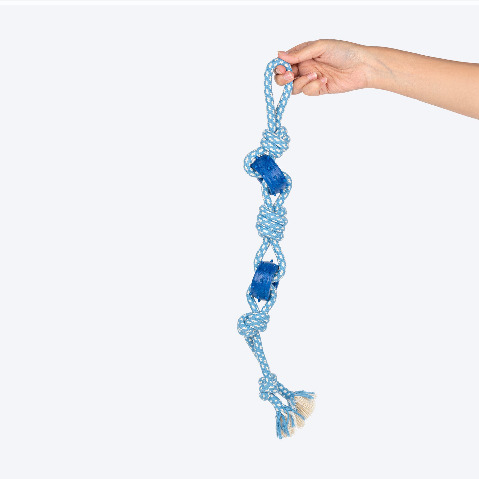 Dash Dog Tugger Trail Rope Toy For Dog - Blue & White - Heads Up For Tails