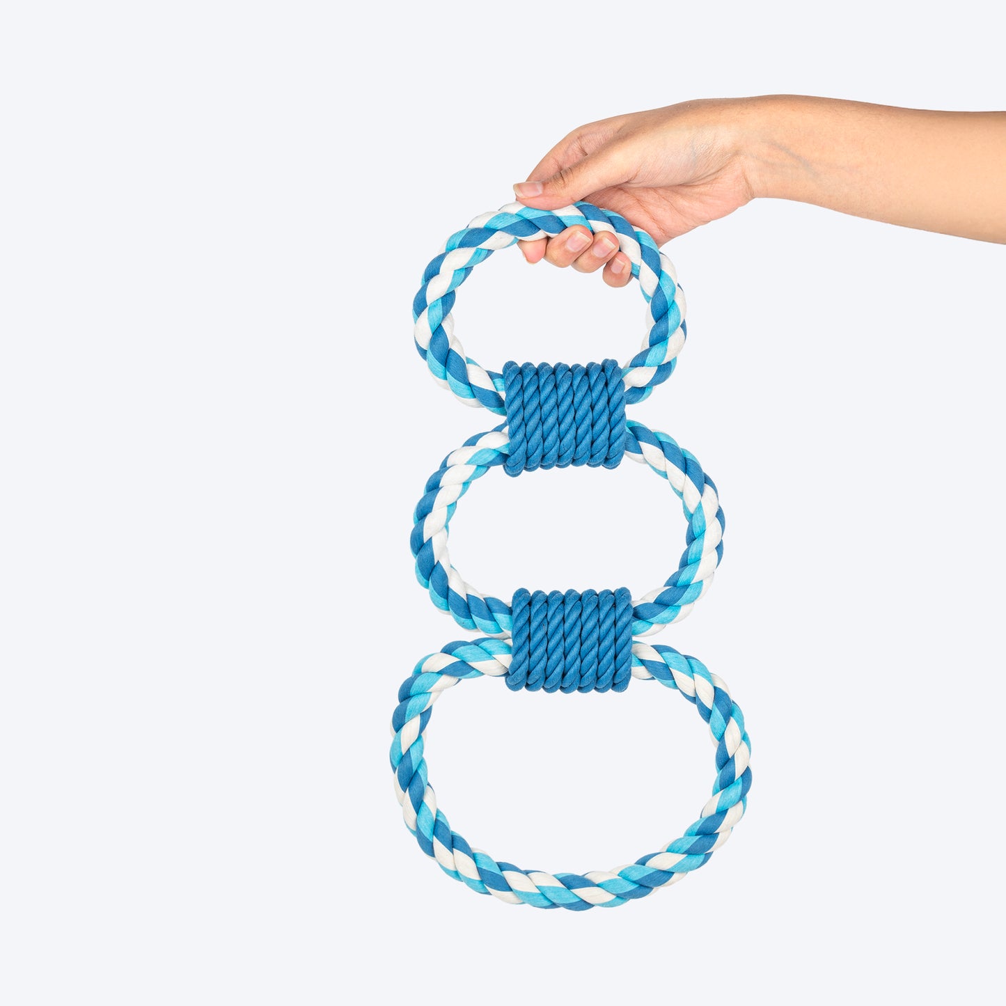 Dash Dog Trio Looparoo Rope Toy For Dog - White & Turquoise - Heads Up For Tails