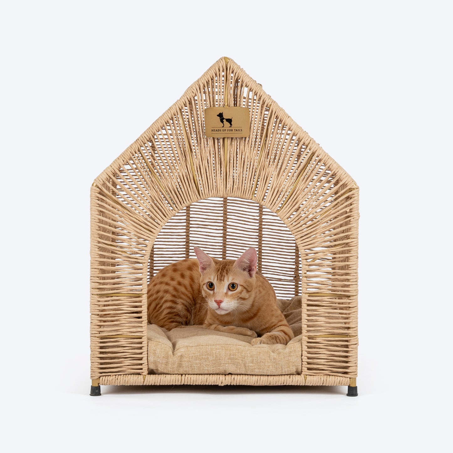 HUFT Furry Fort Hut With Cushion For Cat - Beige