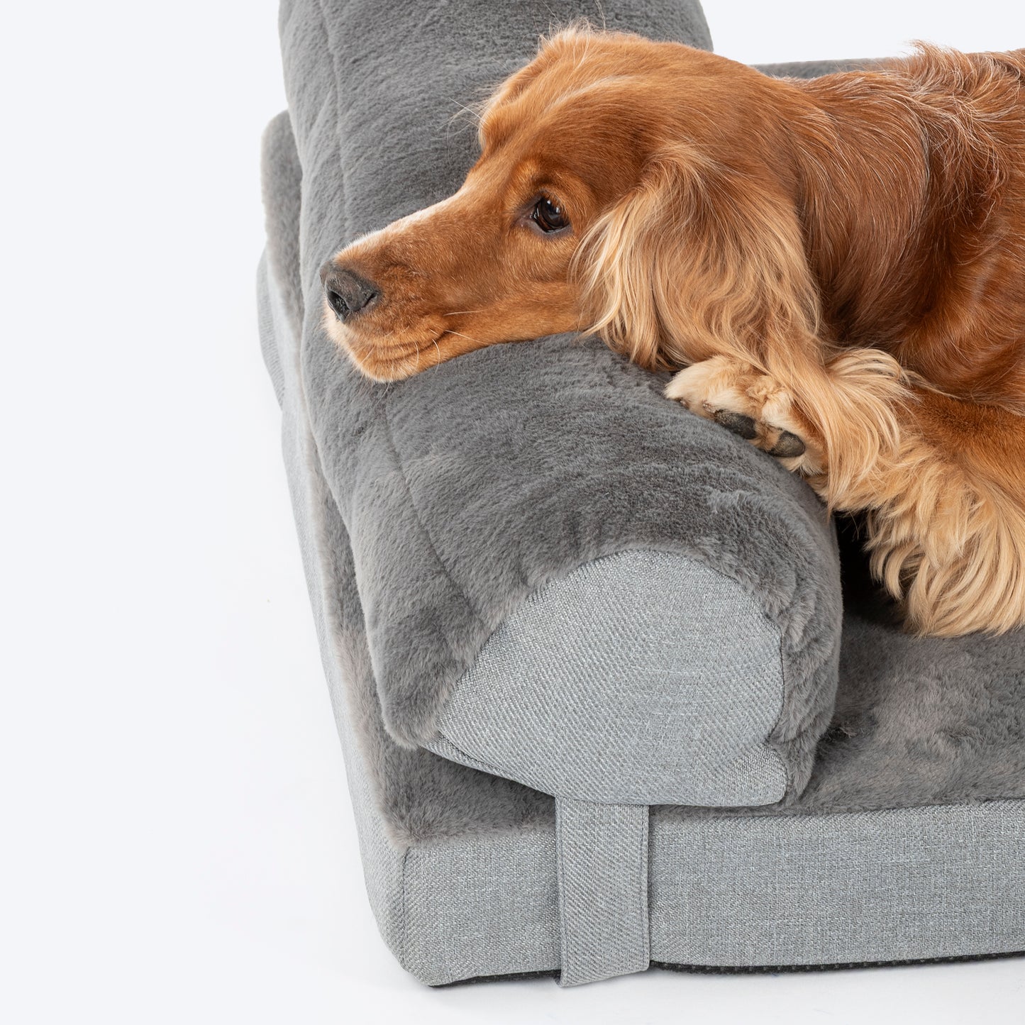 HUFT Made To Order Furry Orthopaedic Dog Bed - Dark Grey