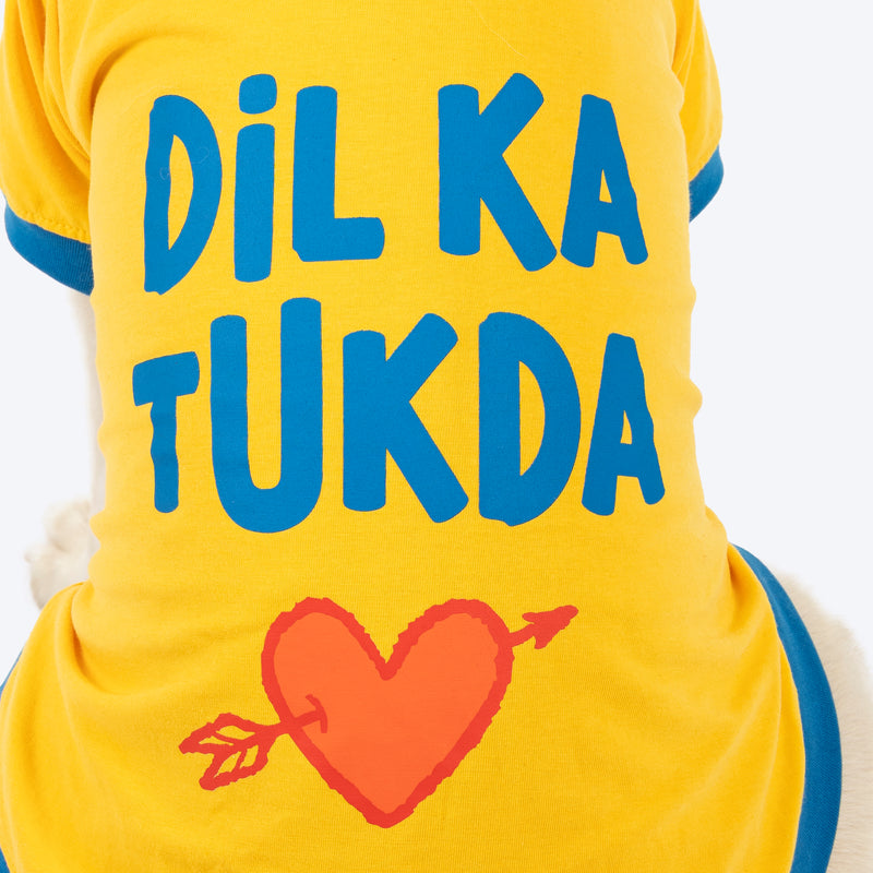 HUFT Dil Ka Tukda Printed T-Shirt For Dog - Yellow - Heads Up For Tails