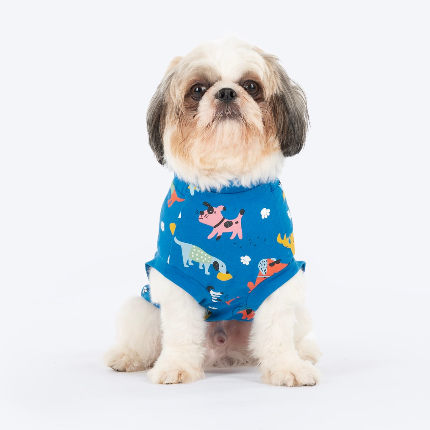 HUFT Doodle Days Printed T-Shirt For Small Dog - Blue - Heads Up For Tails