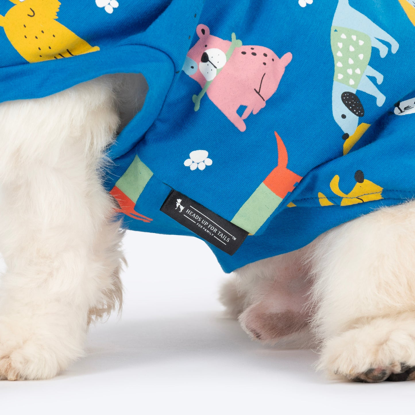 HUFT Doodle Days Printed T-Shirt For Small Dog - Blue - Heads Up For Tails